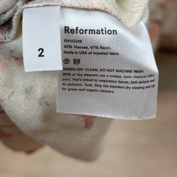 Reformation Verbena Maxi Dress 2 Leila Floral Ruffle Neckline Ivory Pink Cottage - Picture 9 of 15